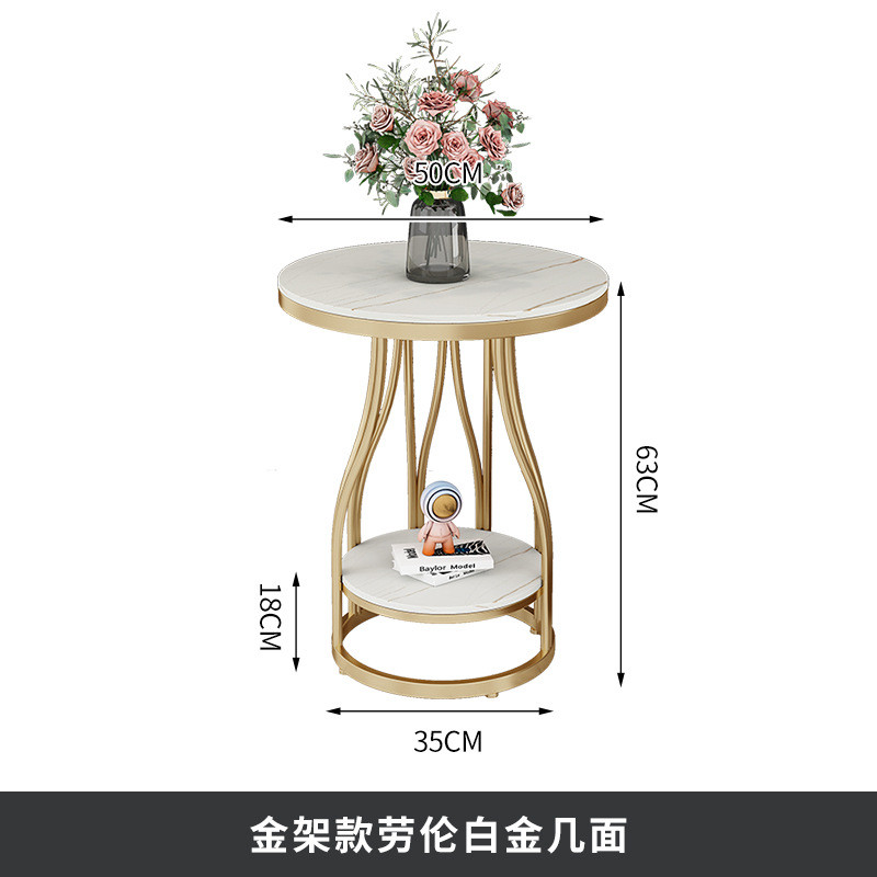 边几大理石简约现代床头柜北欧圆桌子客厅沙发轻奢小茶几角几边柜