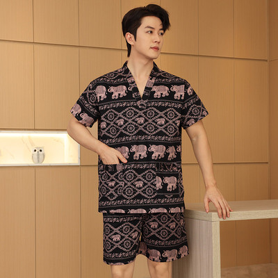 足汗蒸服女新款大码套装纯棉疗家居服睡衣按摩洗浴男款浴衣美新款