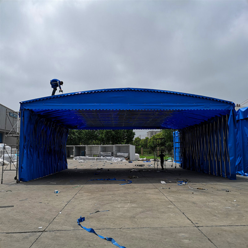 折叠棚雨棚帐篷大型仓库推拉蓬夜宵大排档电动遮阳棚移动伸缩推拉