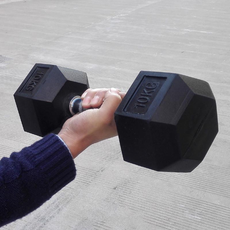 男士家用健身房6对装包胶固定六角架子哑铃套装105kg铸铁亚铃臂肌