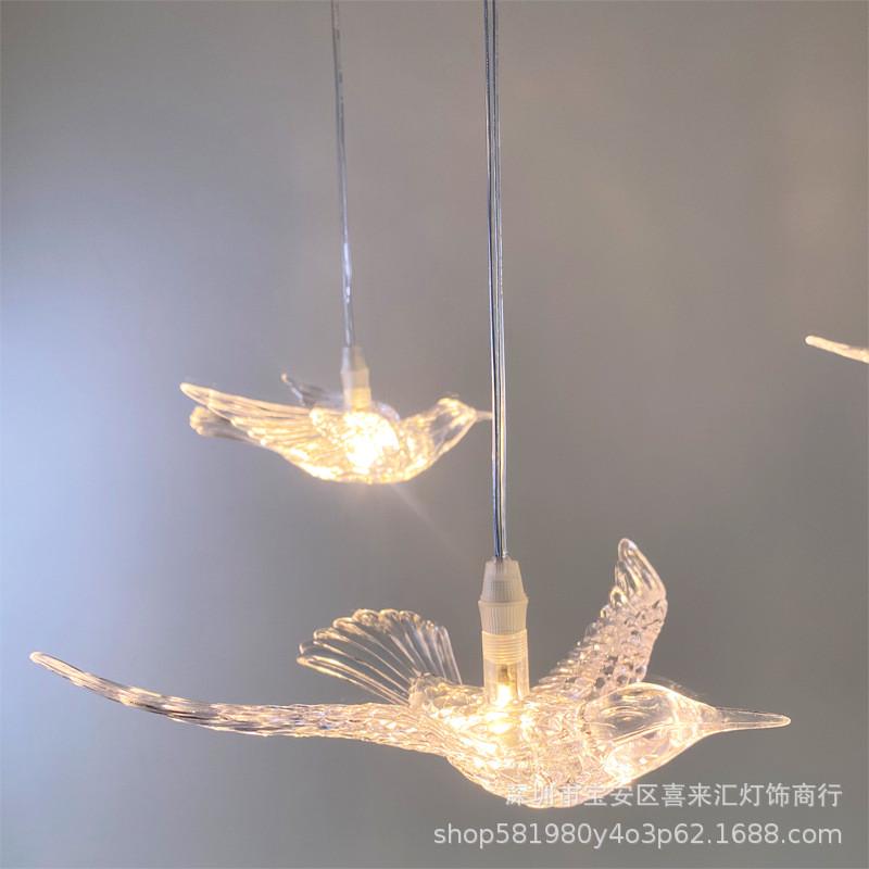 新款婚庆10头亚克力飞鸟吊灯婚礼堂改造舞台吊顶橱窗背景装饰