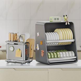 厨房沥水碗架收纳柜家用双层全斜面放餐具装碗碟带台面托盘置物架