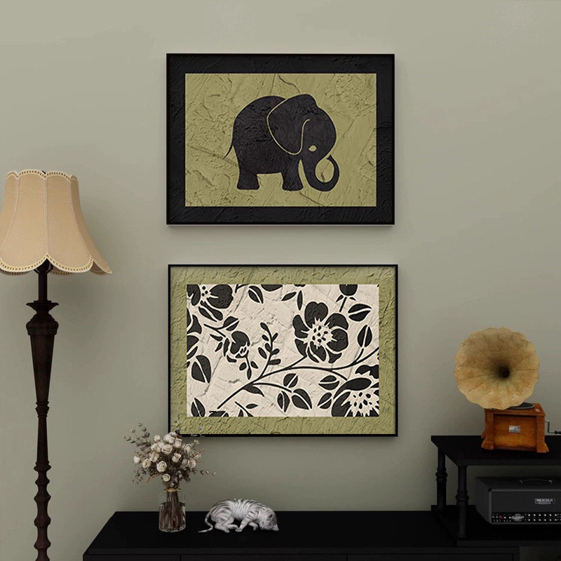 蒙德里安客厅卧室挂画古风沙发背景墙装饰画餐厅画中复古抽象壁画