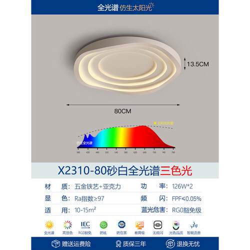 圆形客厅灯极简吸顶灯水波纹现代简约个性创意书房间灯网红主卧灯