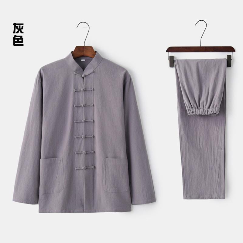 棉麻夏装太极拳服装亚麻夏季男春秋太极服女中老年春夏练功服套装