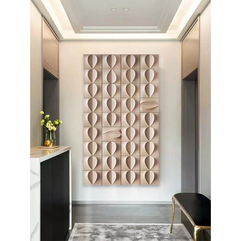 现代意浮雕极简立体式客厅背景墙装饰画简约抽象树叶入户玄关挂画