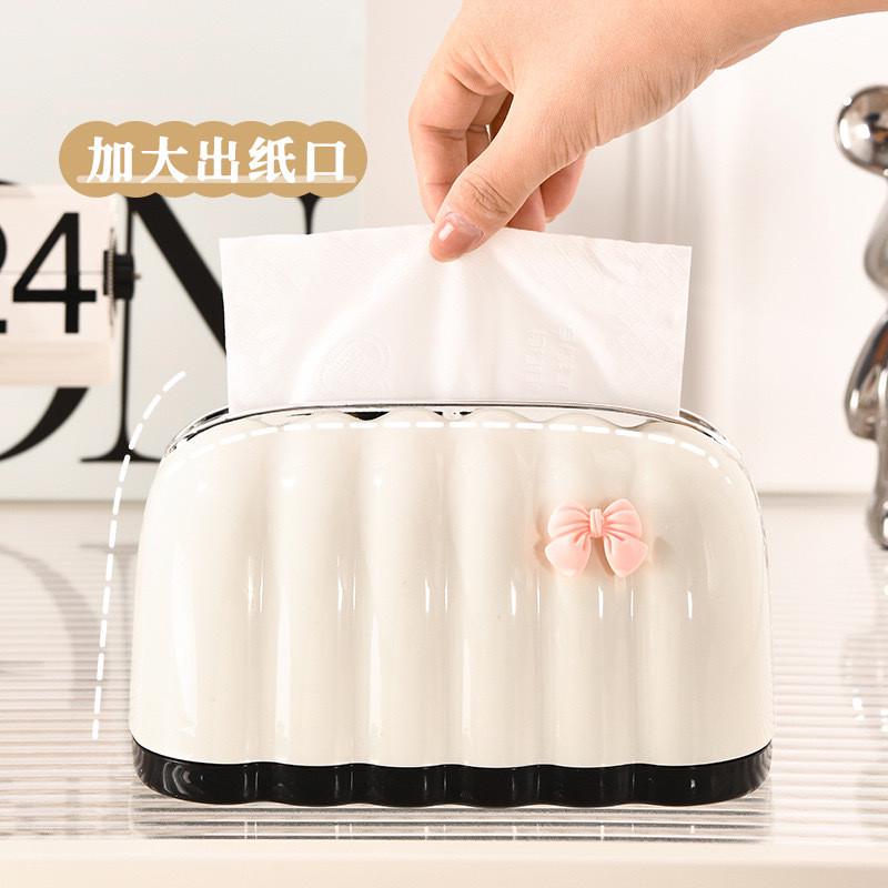奶油纸巾盒弹簧抽纸盒轻奢客厅茶几桌面白家用卧室创意面包纸抽盒