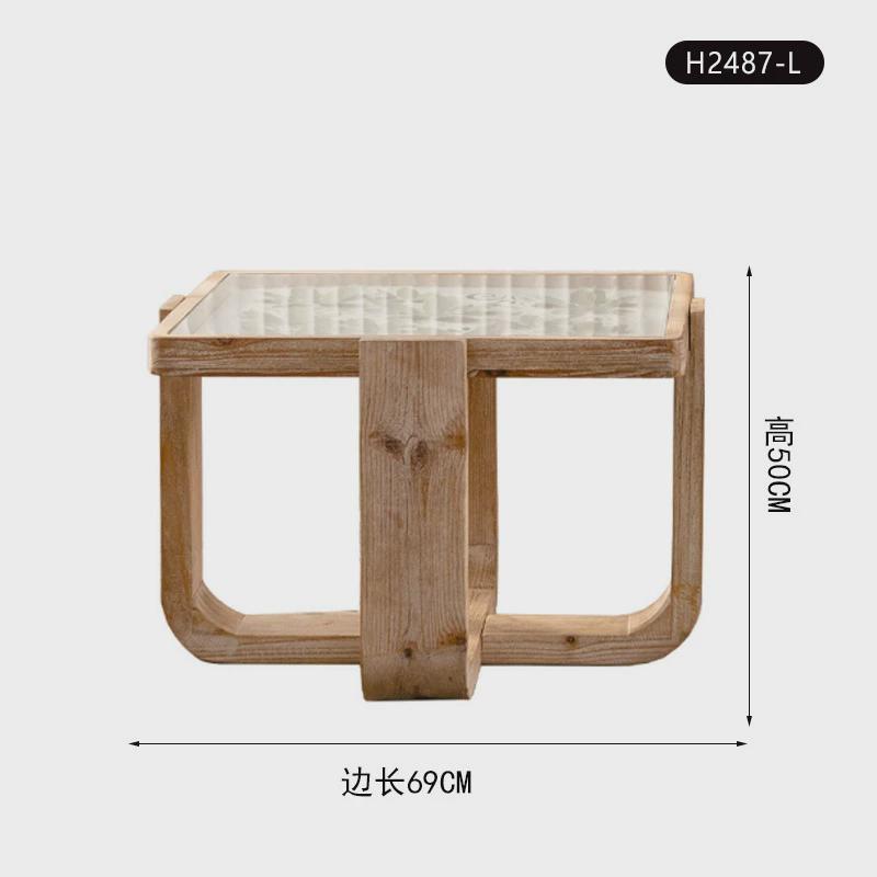原木风实木铁艺小户型小边几做旧花朵小桌子飘窗矮桌子民宿小茶几