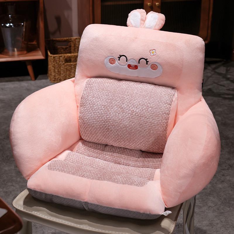 卡通加厚坐垫办公室久坐靠垫一体靠背座椅垫护腰椅子电脑椅垫冬季