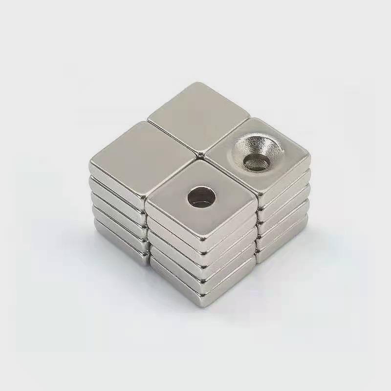 强力正方形带孔磁铁10x10x3-4-5mm单孔 稀土 钕铁硼 10*10*3mm强