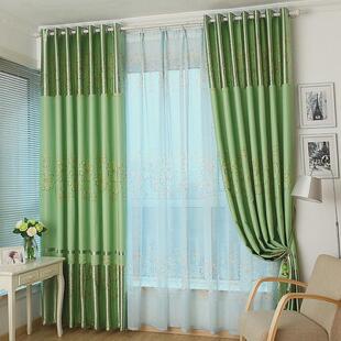 窗帘成品遮阳隔热飘窗落地窗打孔客厅卧室阳台田园风全遮光布新品