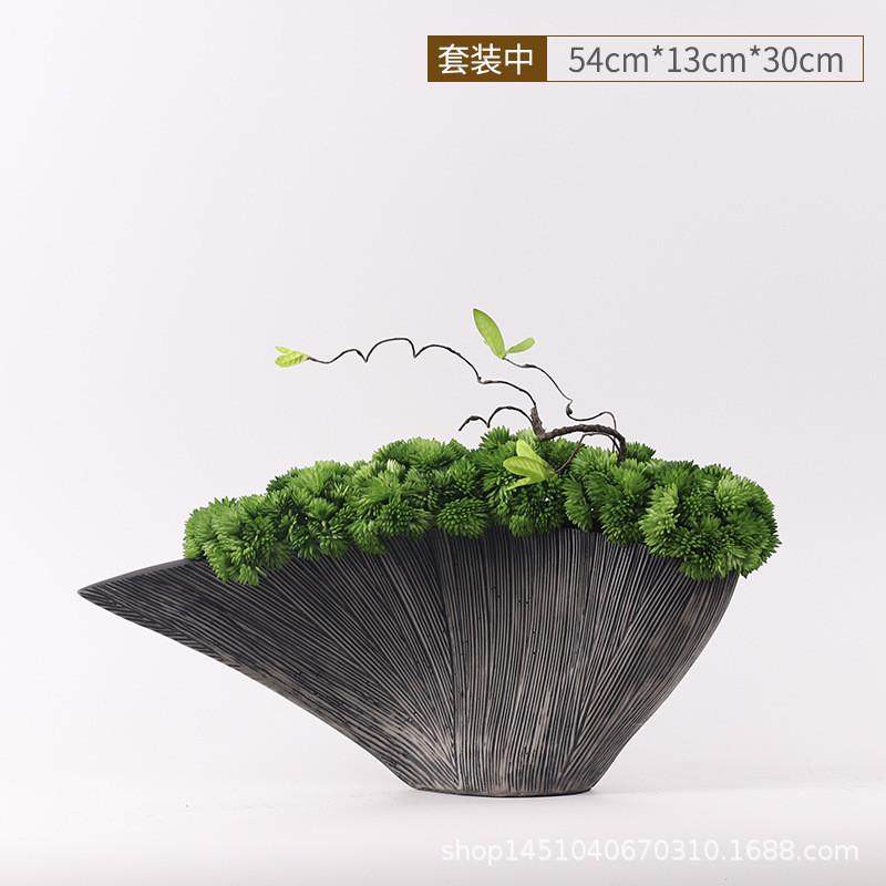 创意新中式仿真多肉花艺套装摆件酒店会所前台装饰品售楼处工艺品