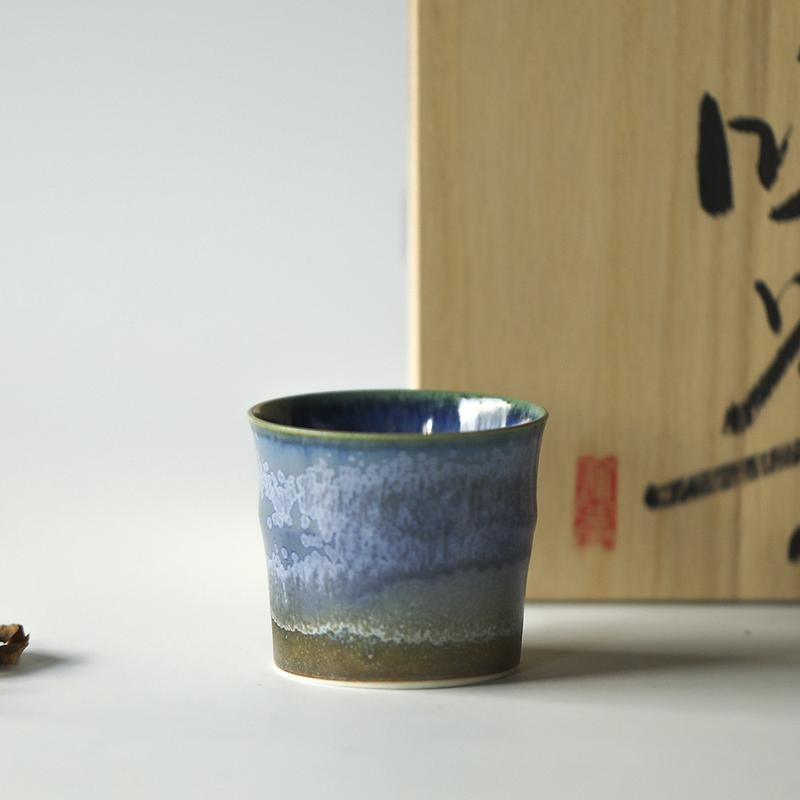 中式志野烧茶杯釉主人杯大号手工粗陶流单杯复古柴色直口杯品茗杯