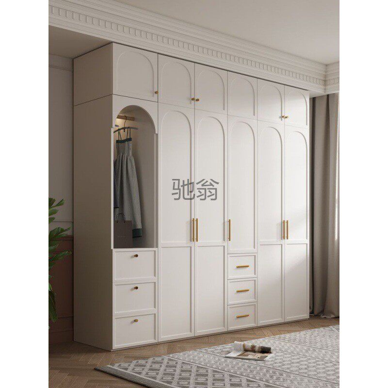 p!法式衣柜家用卧室用实木颗粒板小户型现代简约经济型柜子组装衣