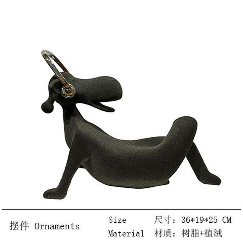 现代简约音乐植办公小毛驴摆件北欧样板房间绒间软装饰品玄关摆设