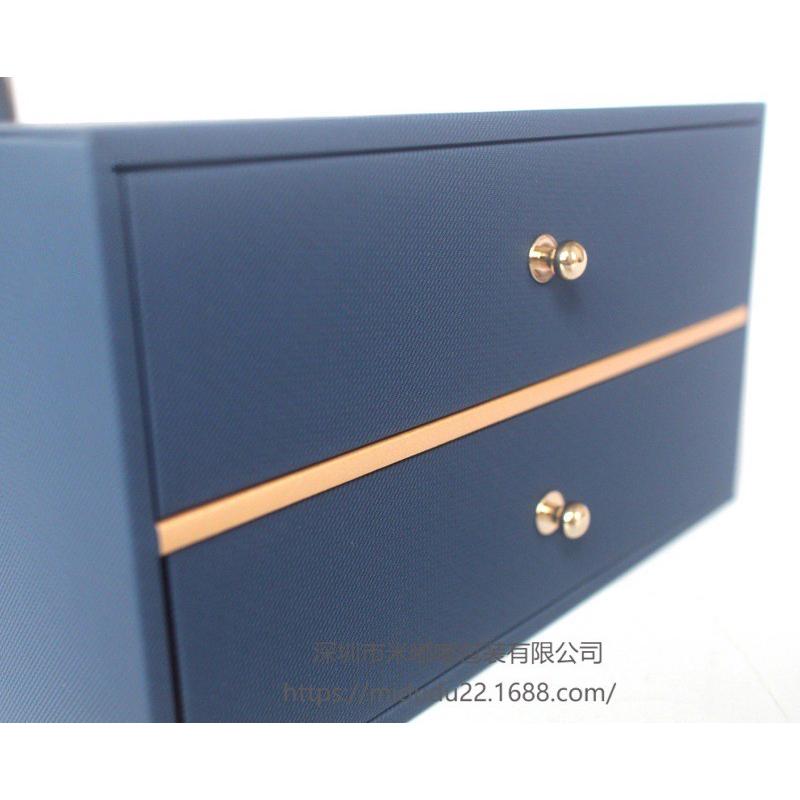 皮质双层抽屉式耗品盒收纳盒柜酒店客房皮具牙具文具抽屉订LOGO