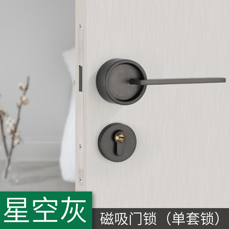 轻奢美式复古黄古铜室内卧室分体房门锁木门法式把手bagb磁吸门锁