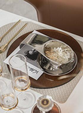 热销现代样板餐盘餐具橙色系展厅餐桌摆台餐具套装房间软装轻奢西