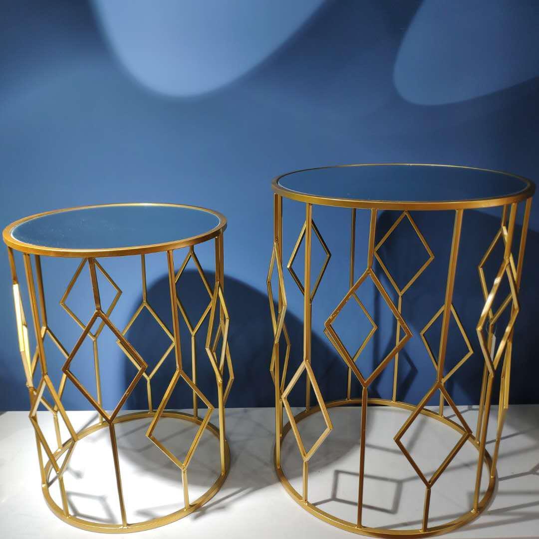 房间风格轻奢铁艺术茶几金色样板现代软装饰品创意茶几桌