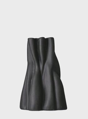 现代简约磨砂l黑白色花瓶摆件客厅样板间创意插花异性软装花器