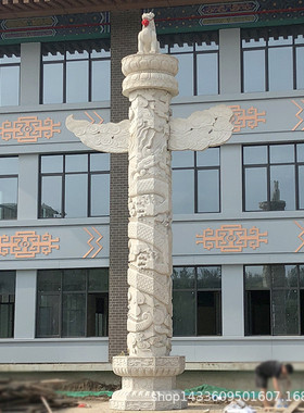 石柱子石雕华表罗马柱花岗岩盘龙柱浮雕龙柱文化柱广场学校雕塑