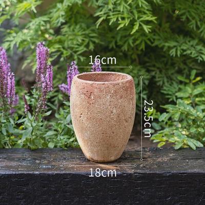 掬涵水泥盆花花盆复古花器落地摆件仿古粗陶罐复古泥瓦大号园盆栽