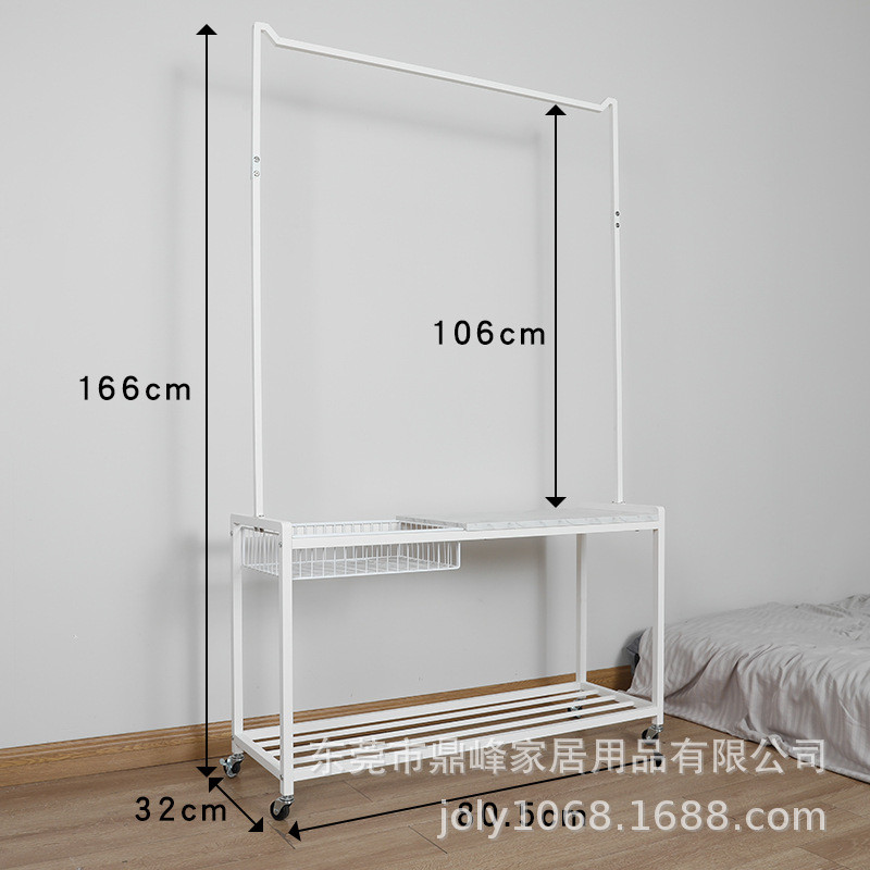 室内晾衣架碳钢可落地可家用简易衣架移动衣帽架卧室多层收纳架