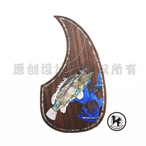 实木民谣木吉他护板玫瑰木彩贝镶真贝壳雕花装饰护板玫瑰孔雀