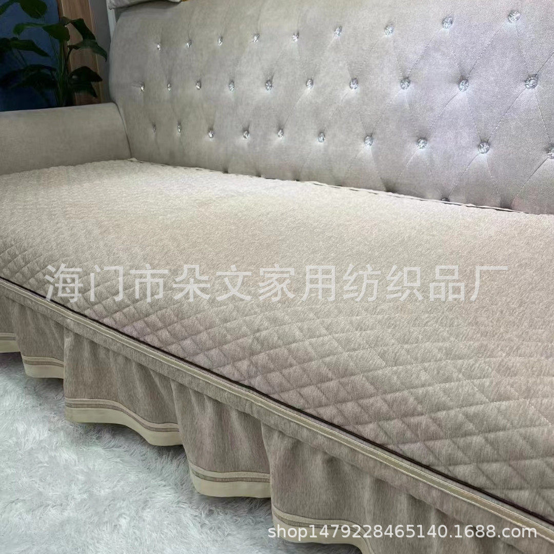 新款布艺沙发垫四季欧式坐垫套雪尼尔纯色加厚半成品源头厂家
