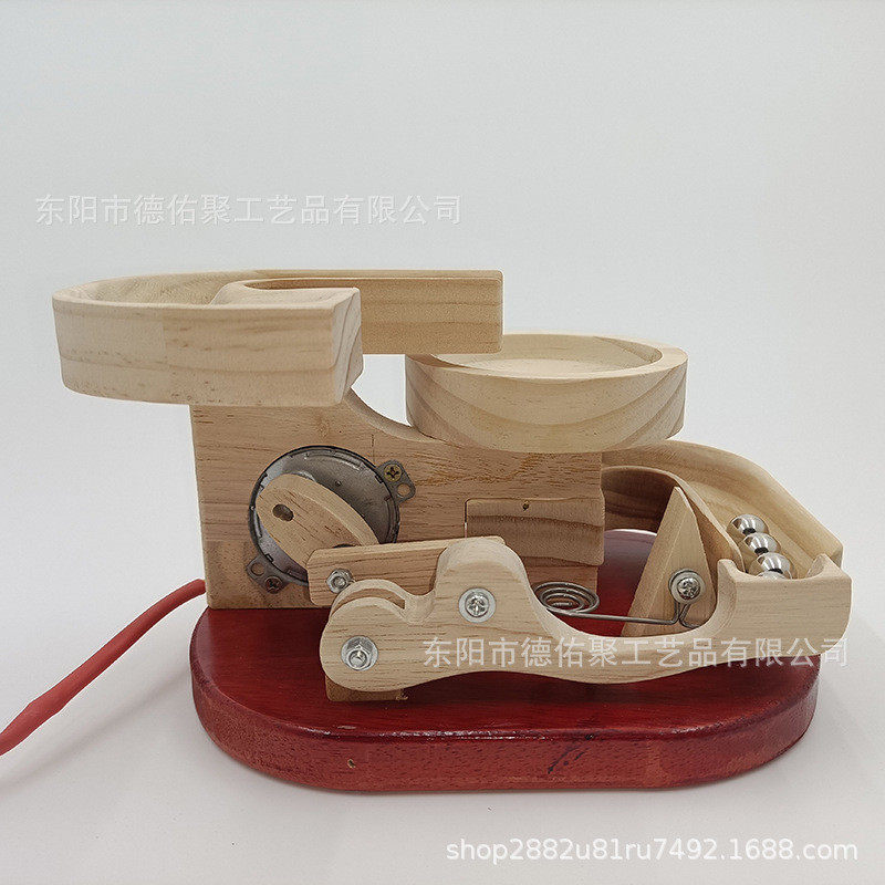 新款kinetic art动式插电永创意艺术小球摆件木质工艺品桌面摆件