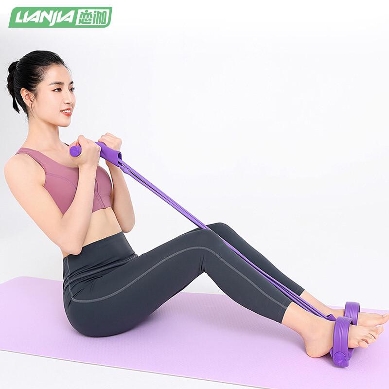 四管两管拉力器拉力绳脚踏健腹器腿部拉力器仰卧起坐拉力绳健腹器