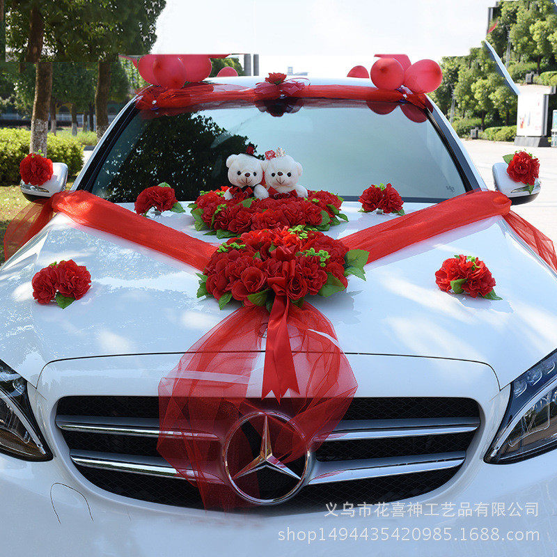 结婚婚车装饰套装车头婚礼布置装饰主婚车仿真花装饰用品花车花车