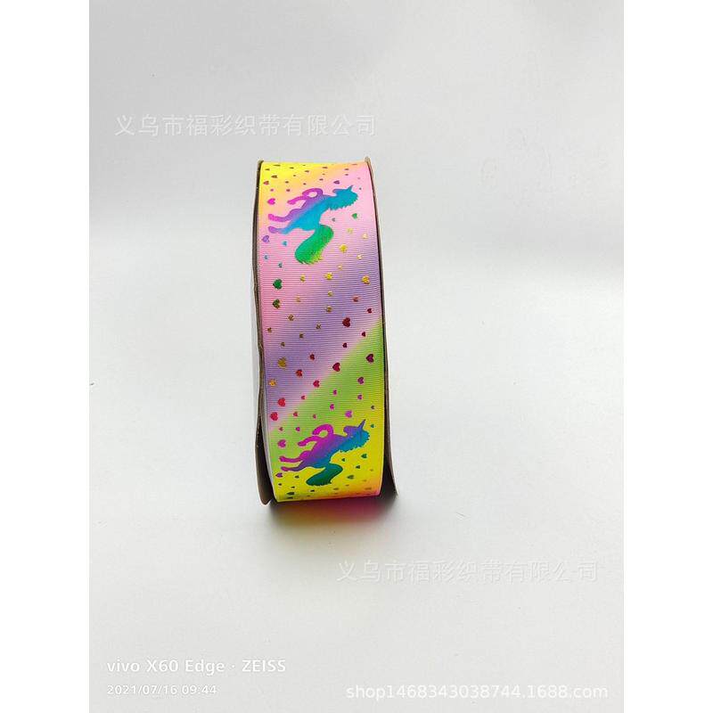 热转印涤纶数码印花烫金罗纹带花带，头饰蝴蝶结织带各种图案