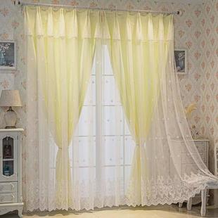 现代简约大气纱一体窗帘杆子一整套卧室家用双开加厚全遮光客厅布