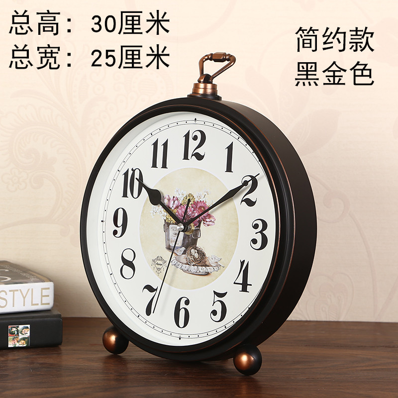 06ym客厅座钟实木非表静音欧式复古老式家用台钟新中式玄关酒柜电