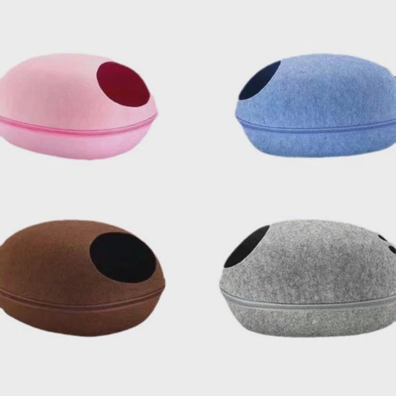 猫窝宠物窝猫咪蛋壳窝半封闭式可拆洗毛毡猫窝四季通用圆形猫窝