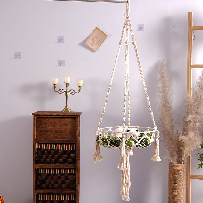 四季通用手工编织吊篮ins宠物吊篮猫吊架猫窝网兜波西米亚猫吊篮