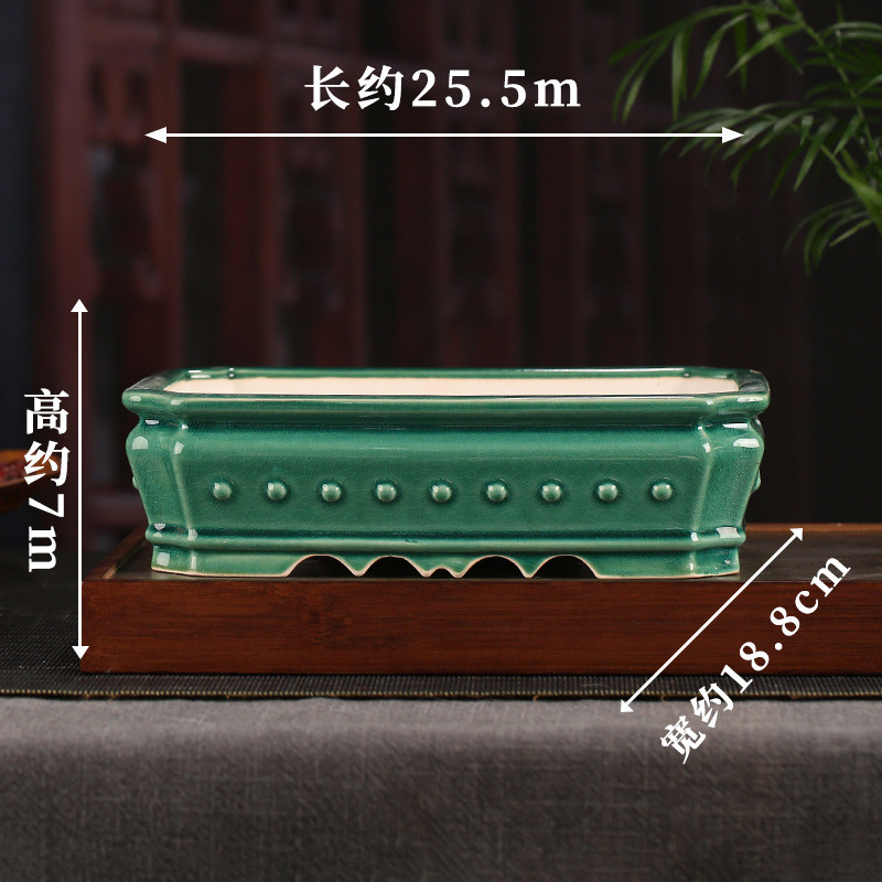 宜兴釉水浅批发大号仿古长方紫砂花盆盆桌面桌面文竹海棠盆景yd19