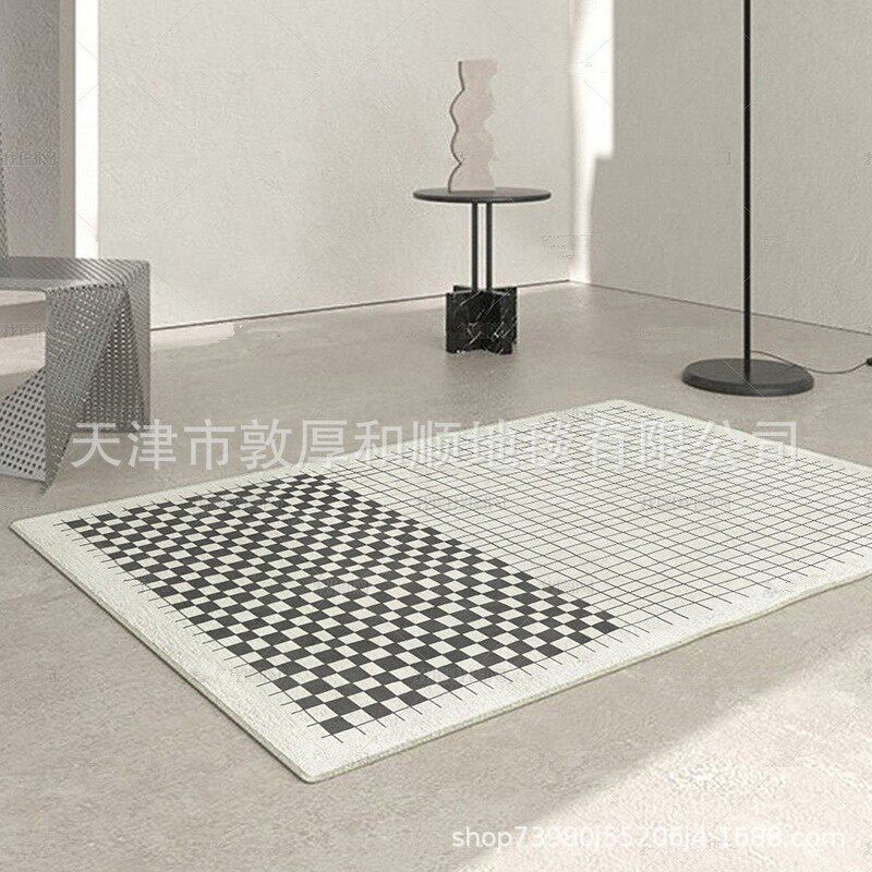 棋盘格地毯卧室客厅地垫茶几现代简约北欧ins风沙发子轻奢高级感