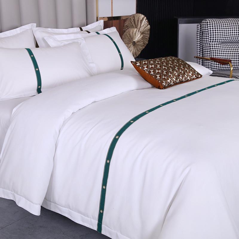 宾馆酒店床品四件套被套纯白民宿床单旅馆床上用品布草三件套专用