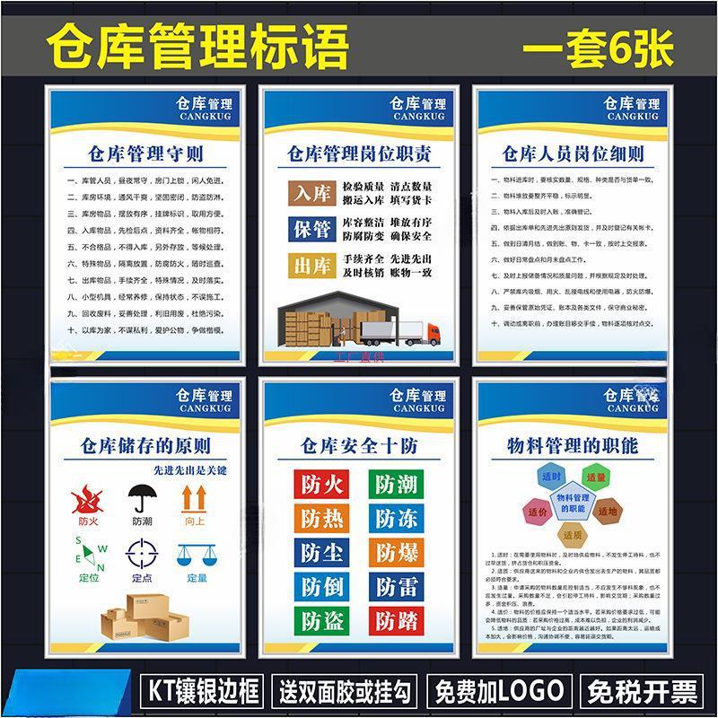 仓库标识牌仓库管理员岗位职责展板挂图海报仓储防火制度牌