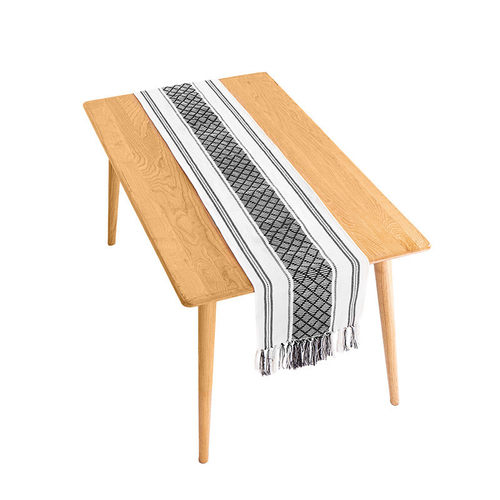 青瓷系列棉线编织提花桌旗餐桌五斗橱盖巾茶几盖巾可作卧室床旗