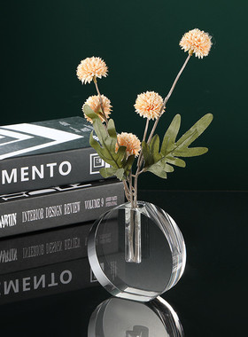 定制几何水晶花瓶创意玻璃工艺品摆件插花花瓶透明装饰品桌面客厅