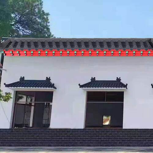 彩绘特大免架子瓦仿古屋檐瓦门窗遮雨棚树脂立体青出于蓝带封板瓦