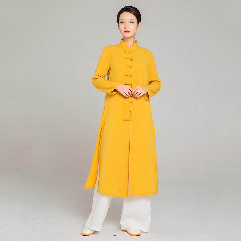 武农2023春季新款太极服女士中长款亚麻居家服武术练功服套装