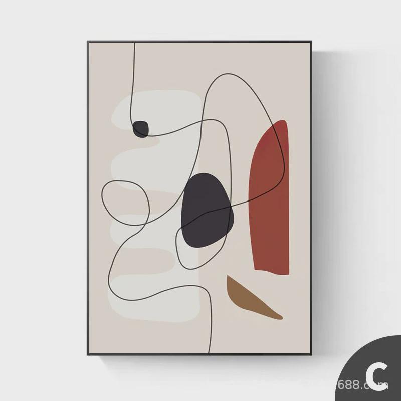 现代轻奢客厅玄关色块线条北欧简约创意装饰画背景墙壁竖版挂画图片