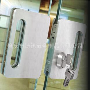 方形直供工程双开304厂家钩锁平移推拉门锁无框办公室玻璃门钩锁