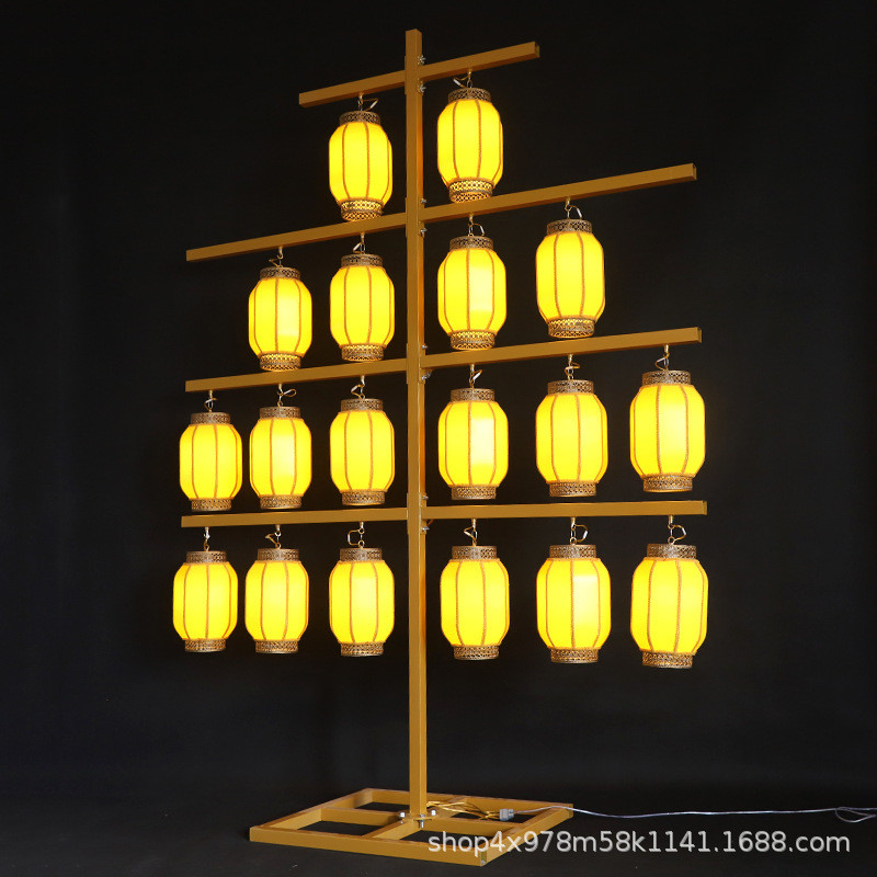 新款汉唐婚庆道具灯笼架子中式婚礼红灯笼铁艺屏风路引摆件布置