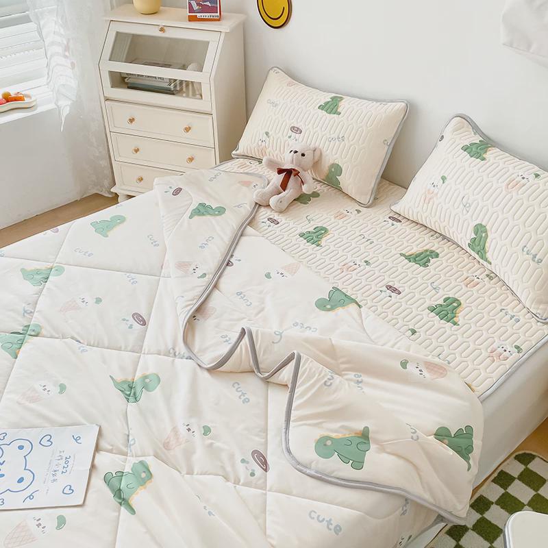 8dwl夏季乳胶冰丝凉席四件套床席机洗家用可夏凉被空调席被可折叠