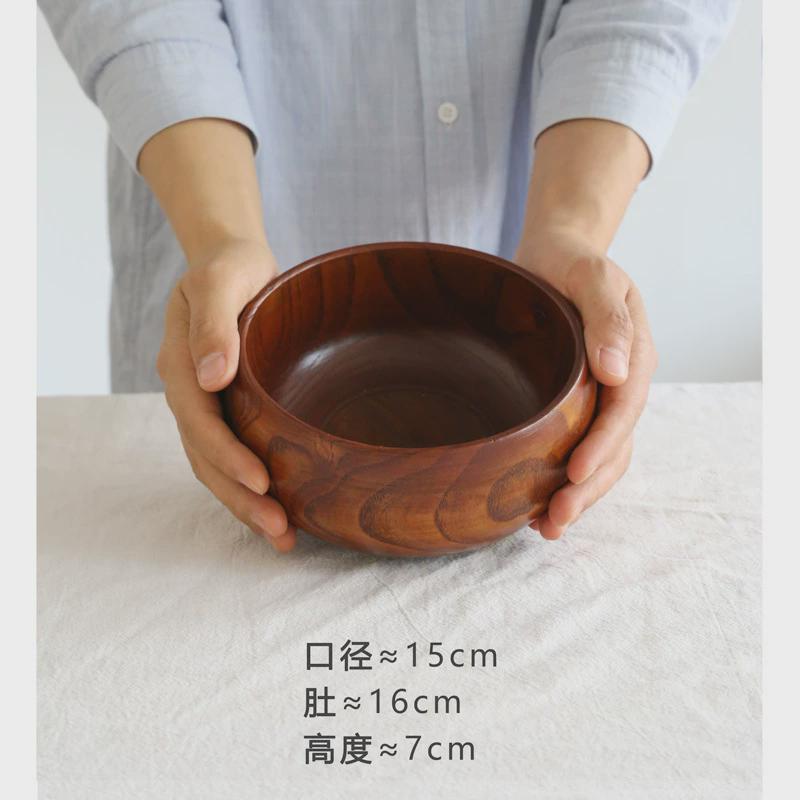 中式实木大号木钵木头盆家用木碗汤碗沙拉碗水果盘汤碗餐具